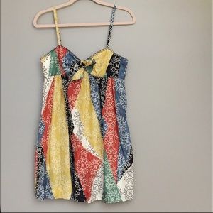 BCBGMaxazria multi-color empire waist silk mini dress